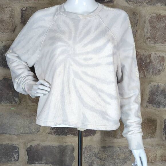 MWL Madewell Gray White Tie Dye Thermal Top‎ Woman's Size medium Long Sleeve - Picture 1 of 13